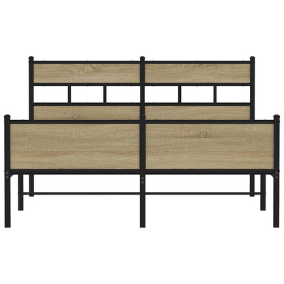 Metal Bed Frame without Mattress Sonoma Oak 160x200 cm