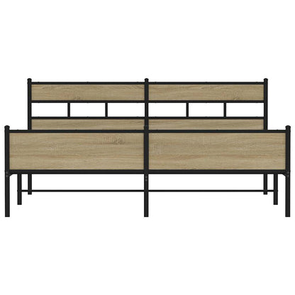 Metal Bed Frame without Mattress Sonoma Oak 180x200 cm Super King