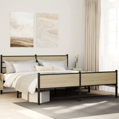 Metal Bed Frame without Mattress Sonoma Oak 183x213 cm