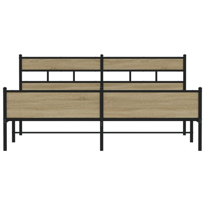 Metal Bed Frame without Mattress Sonoma Oak 193x203 cm