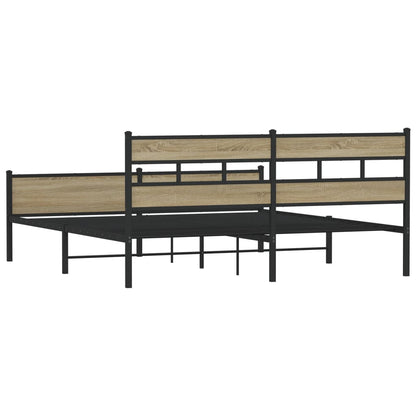 Metal Bed Frame without Mattress Sonoma Oak 193x203 cm