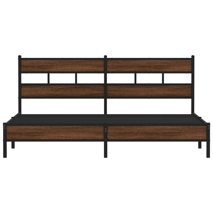 Metal Bed Frame without Mattress Brown Oak 180x200 cm Super King