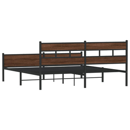 Metal Bed Frame without Mattress Brown Oak 183x213 cm