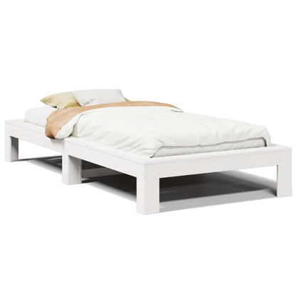 Bed Frame without Mattress White 100x200 cm Solid Wood Pine