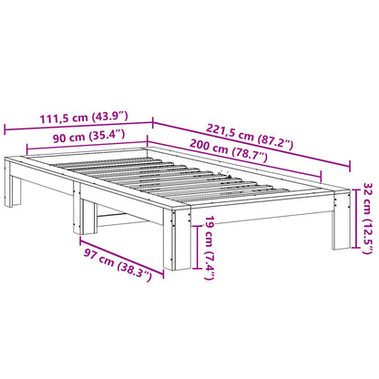 Bed Frame without Mattress 90x200 cm Solid Wood Pine