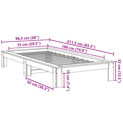 Bed Frame without Mattress White 75x190 cm Small Single Solid Wood Pine