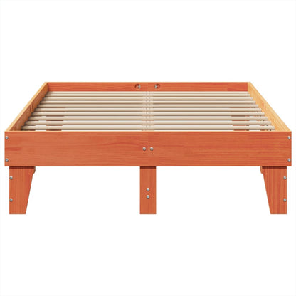 Bed Frame without Mattress Wax Brown 135x190 cm Double Solid Wood Pine