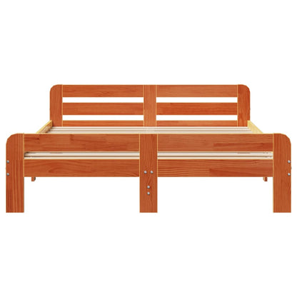 Bed Frame without Mattress Wax Brown 150x200 cm King Size Solid Wood Pine