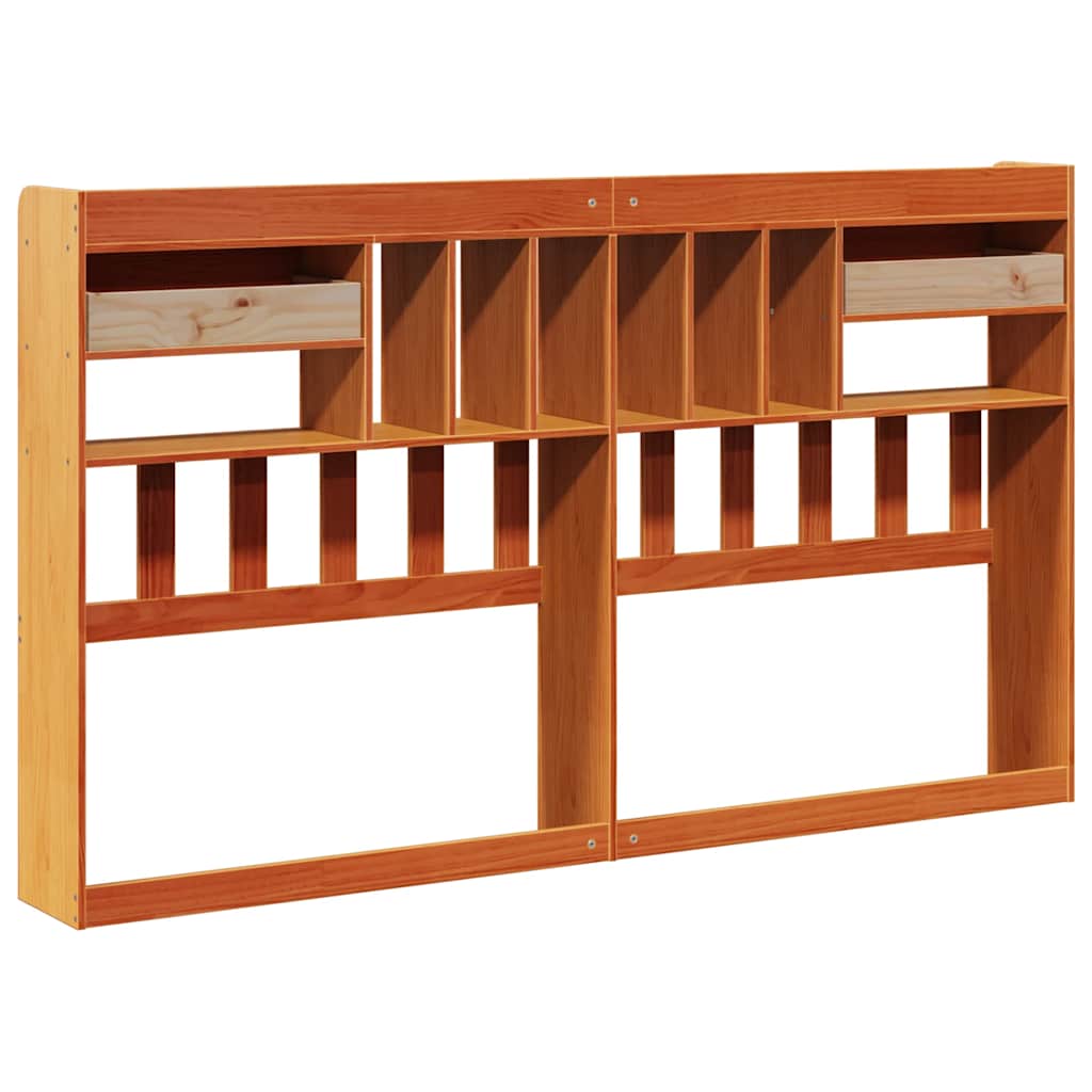 Headboard with Storage Wax Brown 200 cm Solid Wood Pine