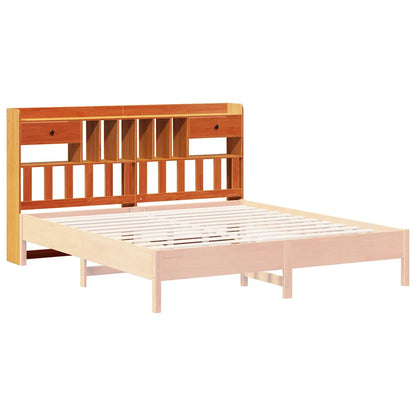 Headboard with Storage Wax Brown 200 cm Solid Wood Pine