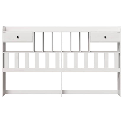 Headboard with Storage White 180 cm Solid Wood Pine