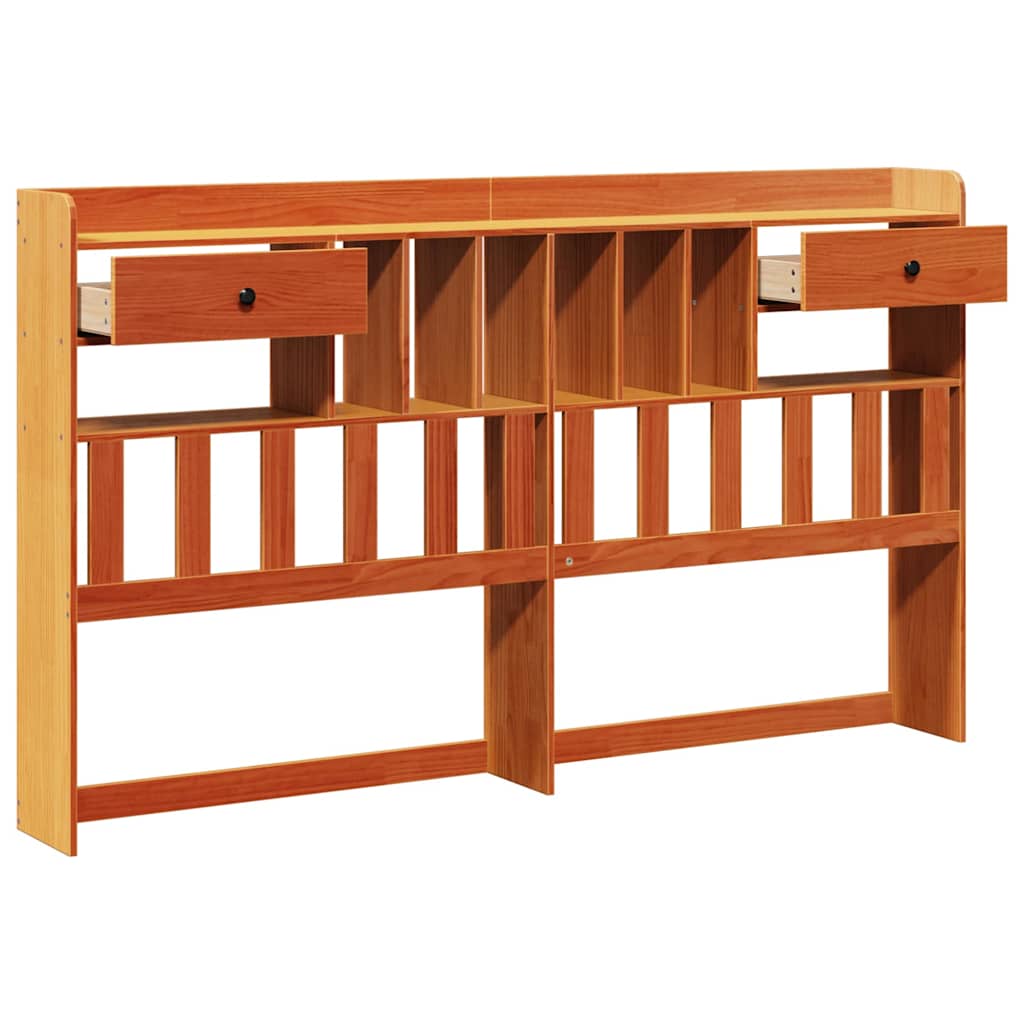Headboard with Storage Wax Brown 180 cm Solid Wood Pine