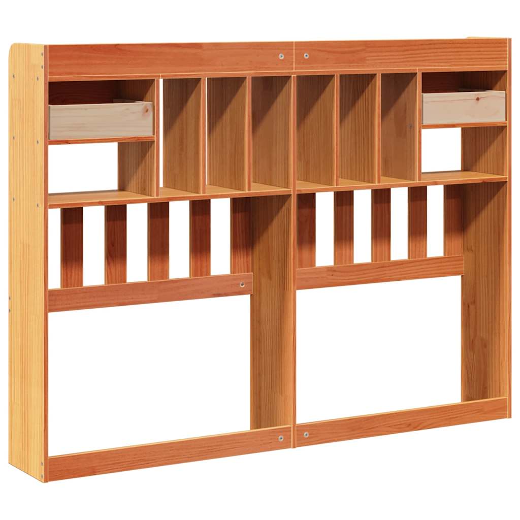 Headboard with Storage Wax Brown 140 cm Solid Wood Pine