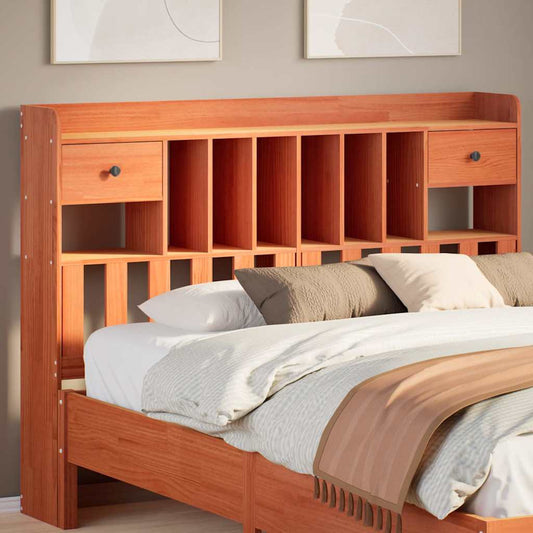 Headboard with Storage Wax Brown 140 cm Solid Wood Pine