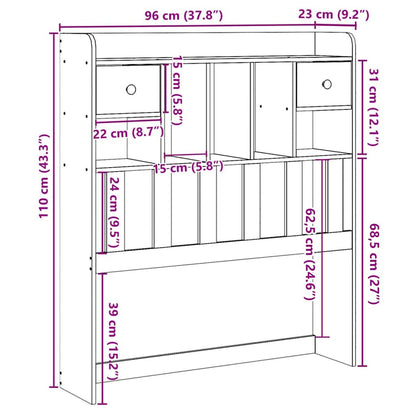 Headboard with Storage 90 cm Solid Wood Pine