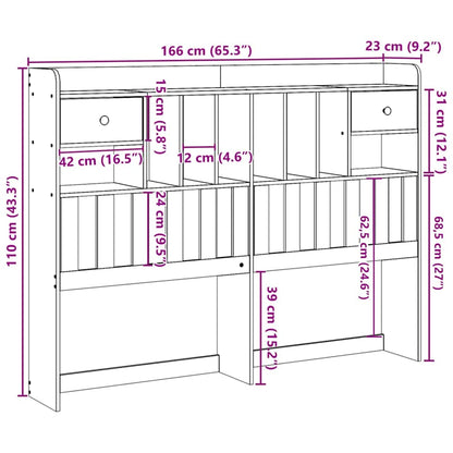 Headboard with Storage 75 cm Solid Wood Pine