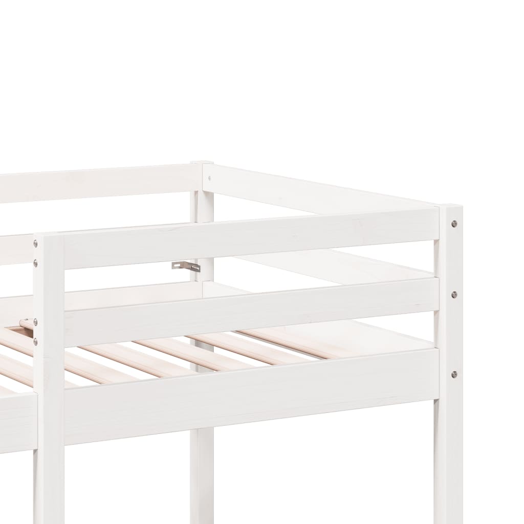 Loft Bed Frame with Desk and Chairs White 80x200cm Solid Wood Pine