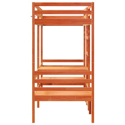 Loft Bed Frame with Desk and Chairs Wax Brown 80x200cm Solid Wood Pine