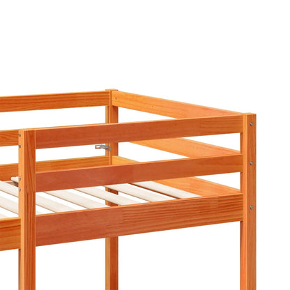 Loft Bed Frame with Desk and Chairs Wax Brown 80x200cm Solid Wood Pine