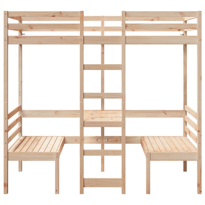 Loft Bed Frame with Desk and Chairs 90x190cm Solid Wood Pine