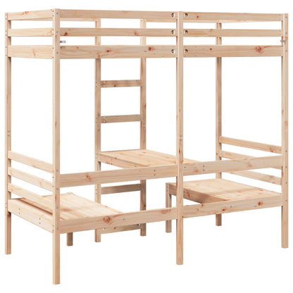 Loft Bed Frame with Desk and Chairs 90x190cm Solid Wood Pine