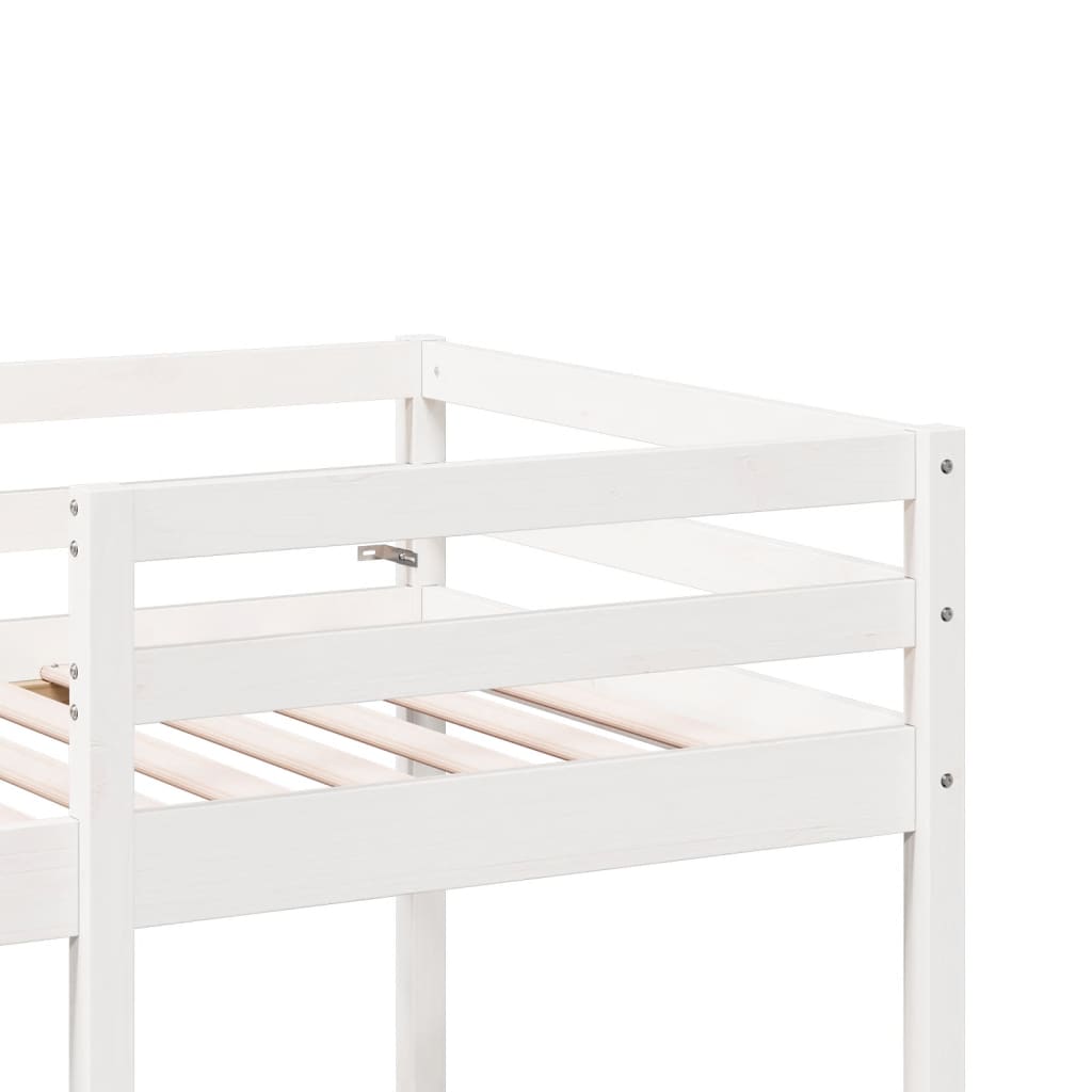 Loft Bed Frame with Desk and Chairs White 75x190cm Solid Wood Pine