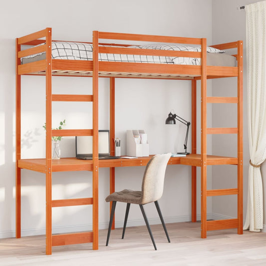 Loft Bed Frame without Mattress Wax Brown 80x200 cm Solid Wood Pine