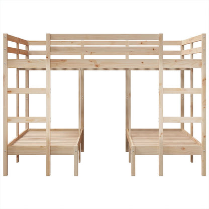 Triple Bunk Bed Frame 140x200/70x140 cm Solid Wood Pine