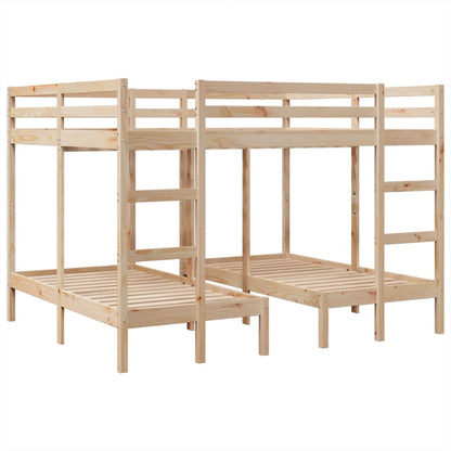 Triple Bunk Bed Frame 160x200/80x160 cm Solid Wood Pine