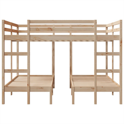 Triple Bunk Bed Frame 160x200/80x160 cm Solid Wood Pine