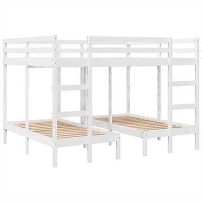 Triple Bunk Bed Frame White 160x200/80x160 cm Solid Wood Pine