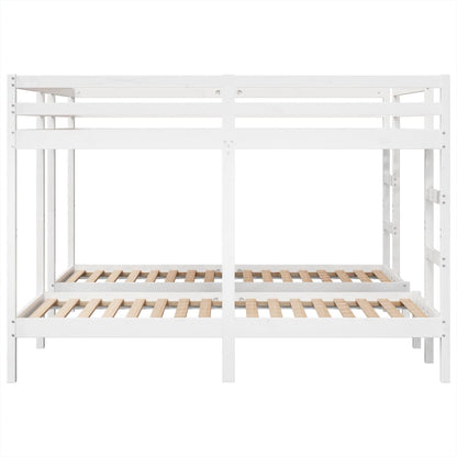 Triple Bunk Bed Frame White 200x200/80x200 cm Solid Wood Pine