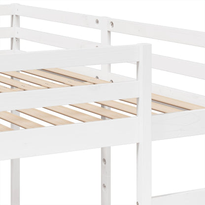 Triple Bunk Bed Frame White 200x200/80x200 cm Solid Wood Pine