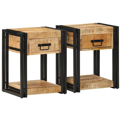 Bedside Cabinets 2 pcs 40x35x50 cm Solid Rough Wood Mango