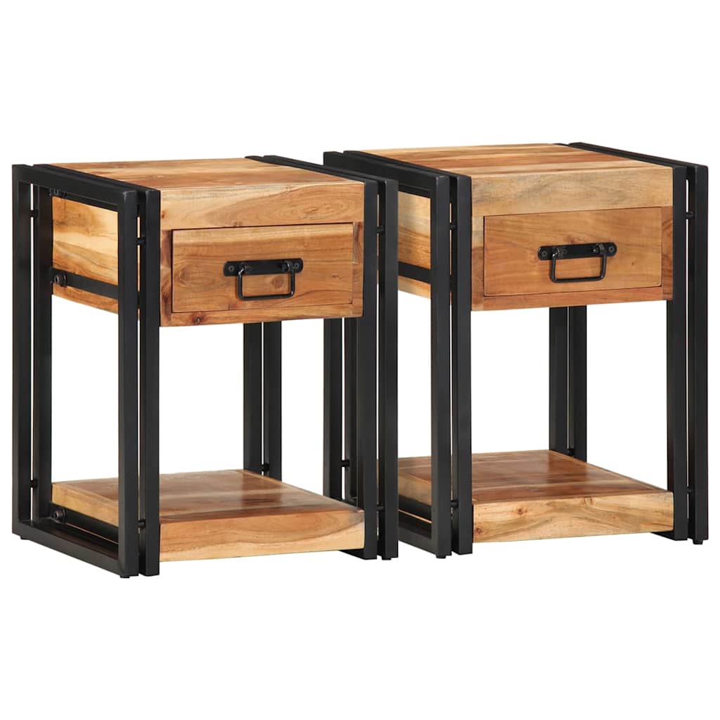 Bedside Cabinet 2 pcs Brown 40 x 35 x 50 cm Solid acacia wood