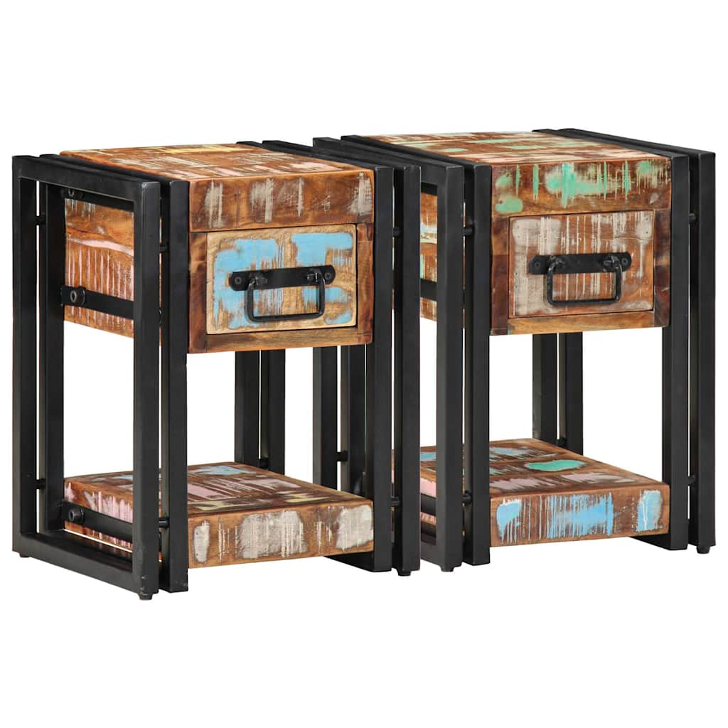 Bedside Cabinet with Drawer 2 pcs Multicolour 30 x 30 x 40 cm