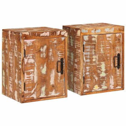 Bedside Table 2 pcs Brown 35 x 33 x 48 cm Solid Wood Reclaimed