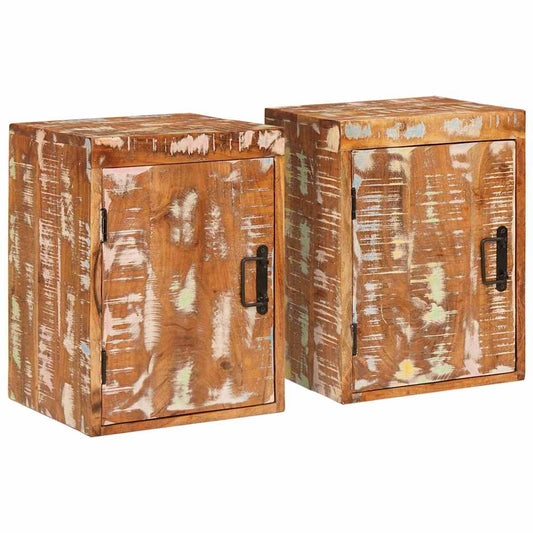 Bedside Table 2 pcs Brown 35 x 33 x 48 cm Solid Wood Reclaimed