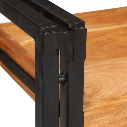 Bedside Table Brown and black 38 x 33 x 58 cm Solid Wood Acacia