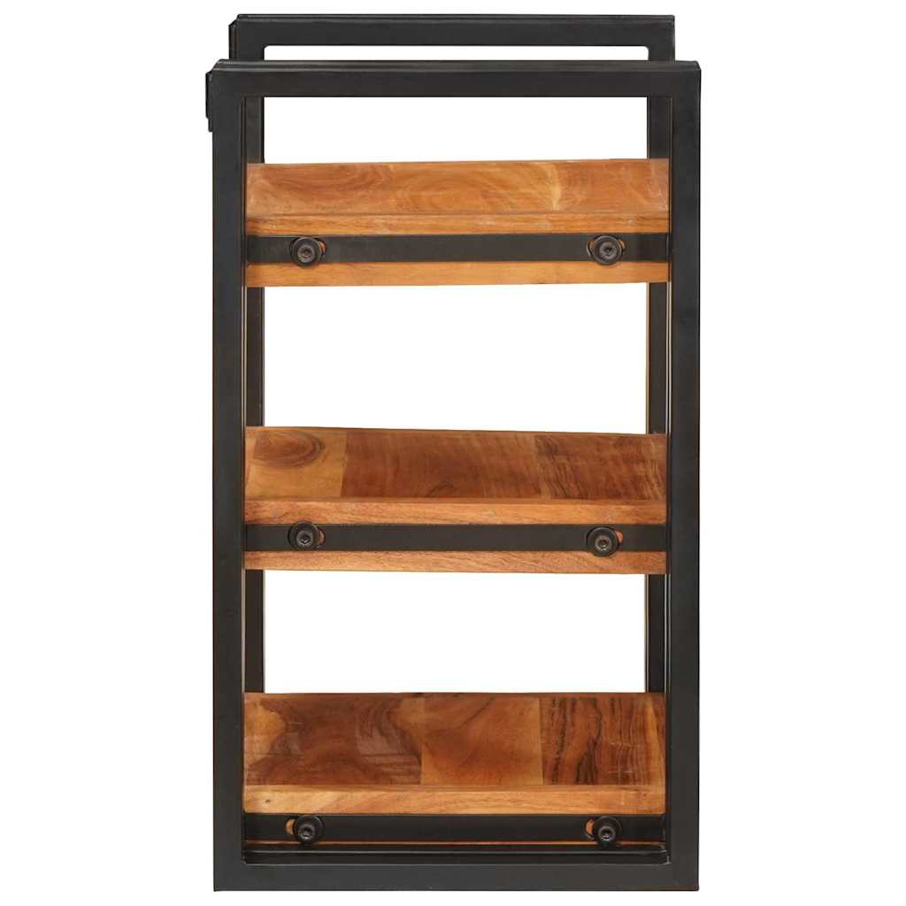 Bedside Table Brown and black 38 x 33 x 58 cm Solid Wood Acacia