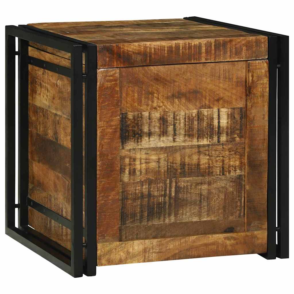 Storage Box Brown and black 50 x 50 x 50 cm Rough mango wood