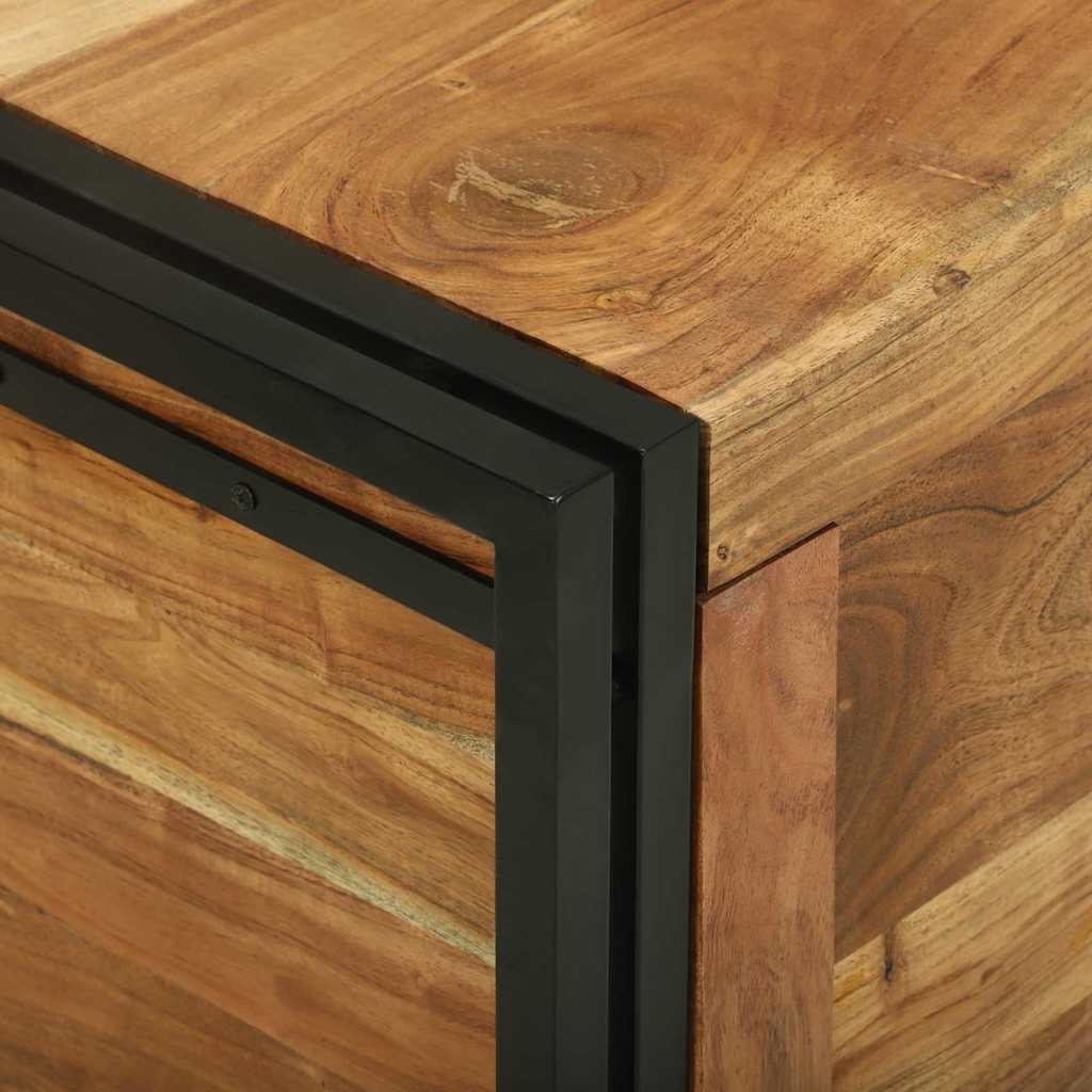 Storage Box Brown and black 50 x 50 x 50 cm Solid Acacia wood