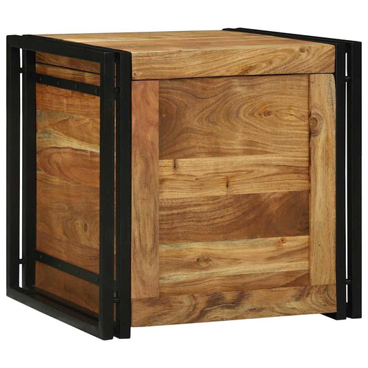 Storage Box Brown and black 50 x 50 x 50 cm Solid Acacia wood