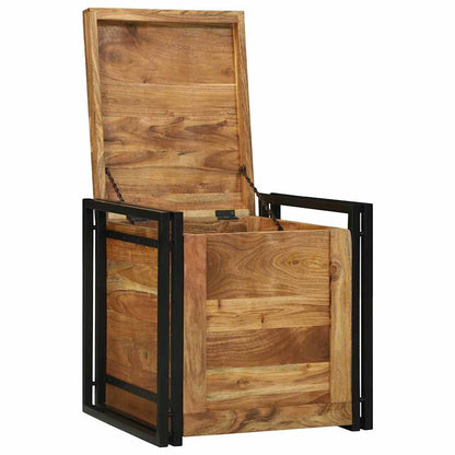 Storage Box Brown and black 50 x 50 x 50 cm Solid Acacia wood