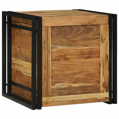 Storage Box Brown and black 50 x 50 x 50 cm Solid Acacia wood
