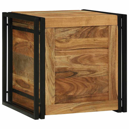 Storage Box Brown and black 50 x 50 x 50 cm Solid Acacia wood