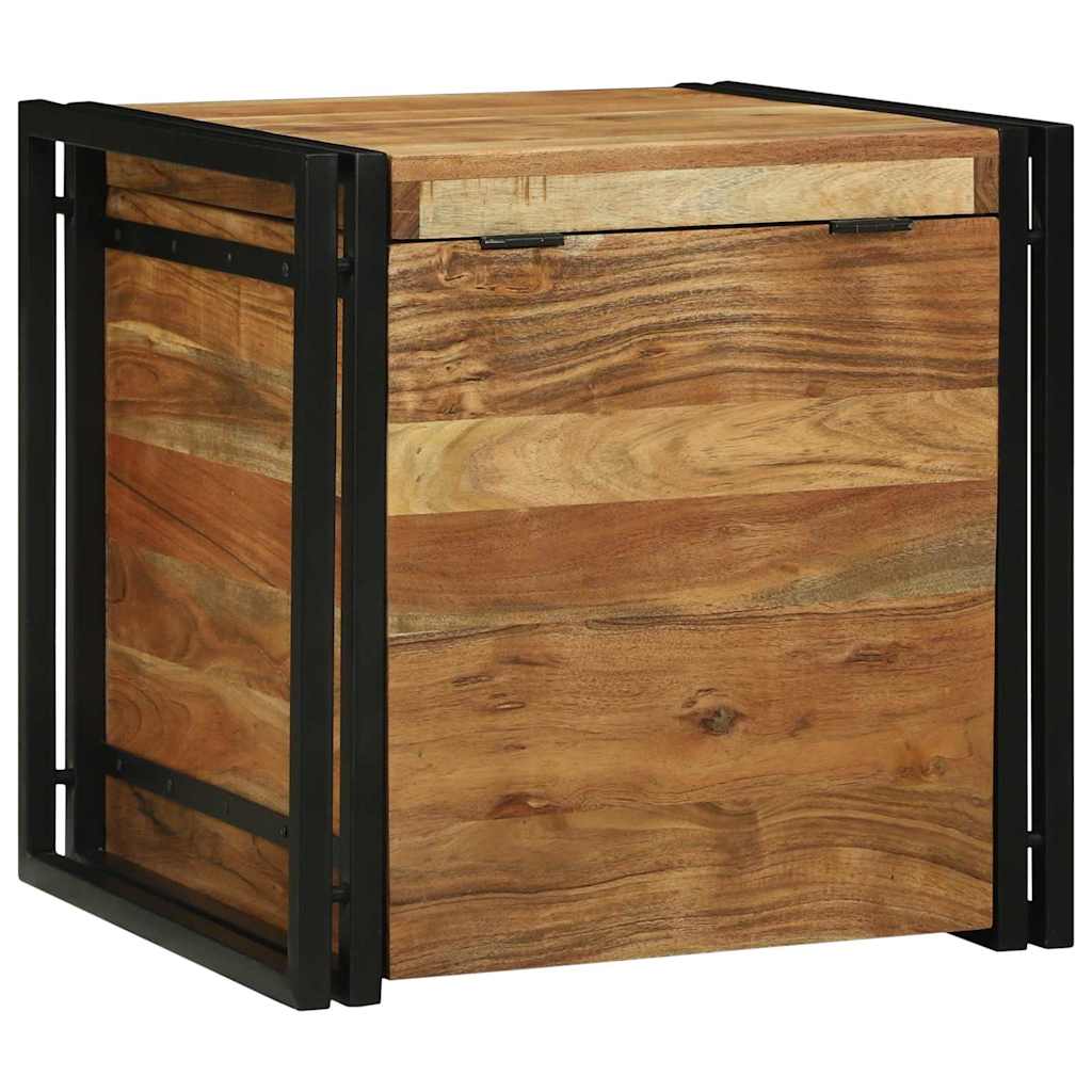 Storage Box Brown and black 50 x 50 x 50 cm Solid Acacia wood