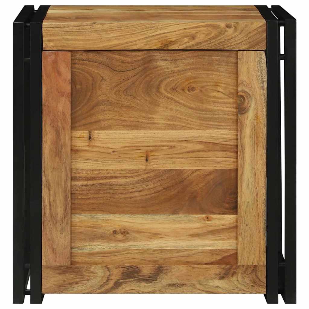 Storage Box Brown and black 50 x 50 x 50 cm Solid Acacia wood