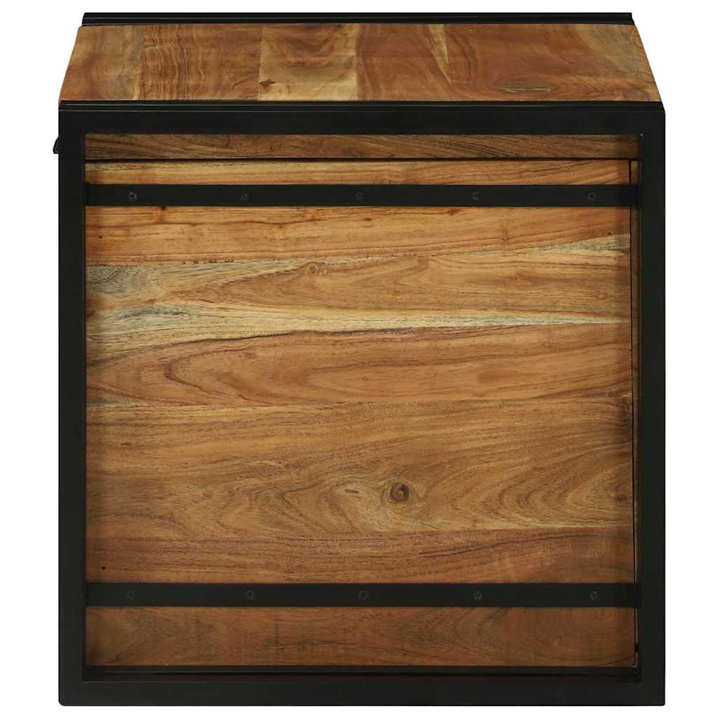 Storage Box Brown and black 50 x 50 x 50 cm Solid Acacia wood