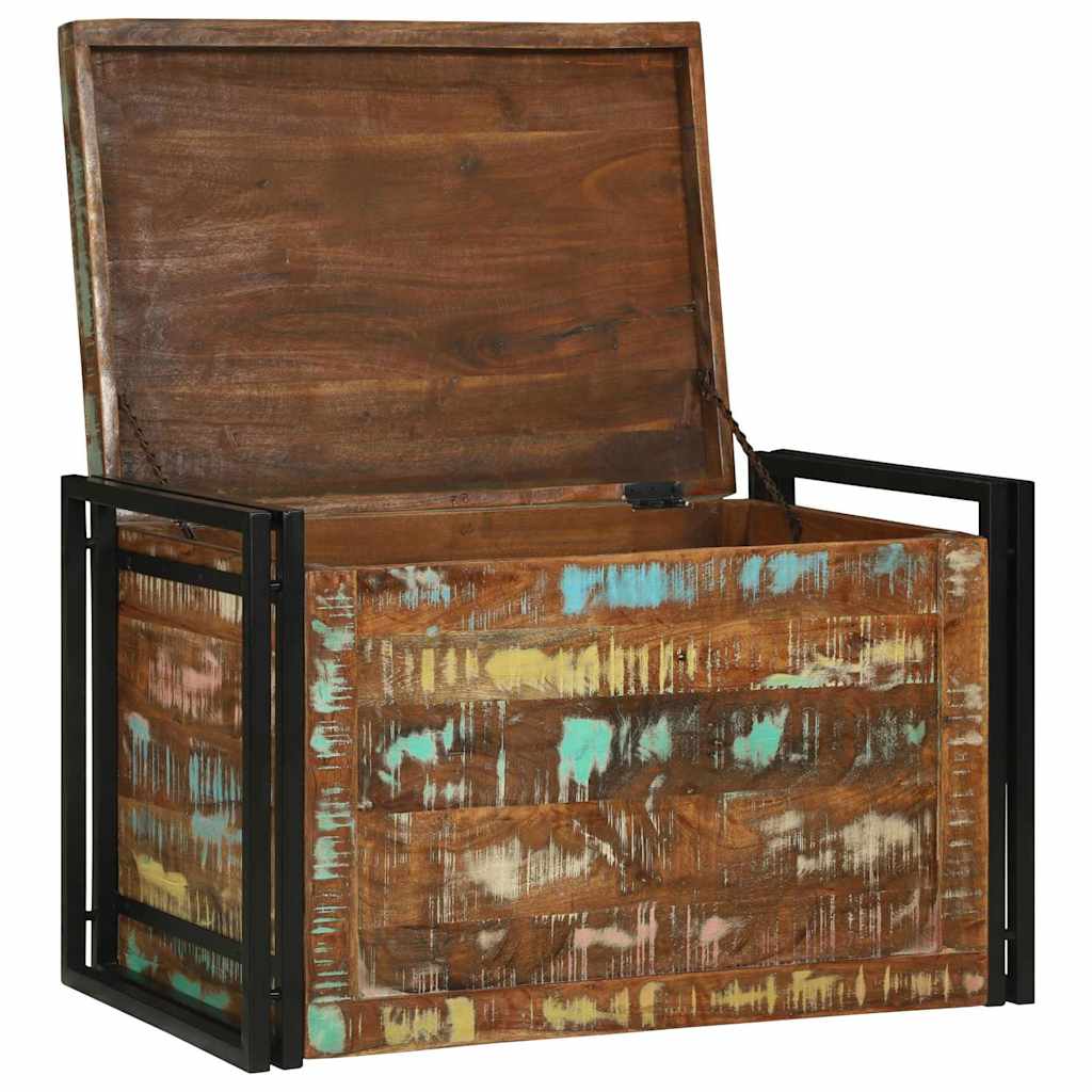 Storage Box Brown and black 80 x 50 x 50 cm Reclaimed wood